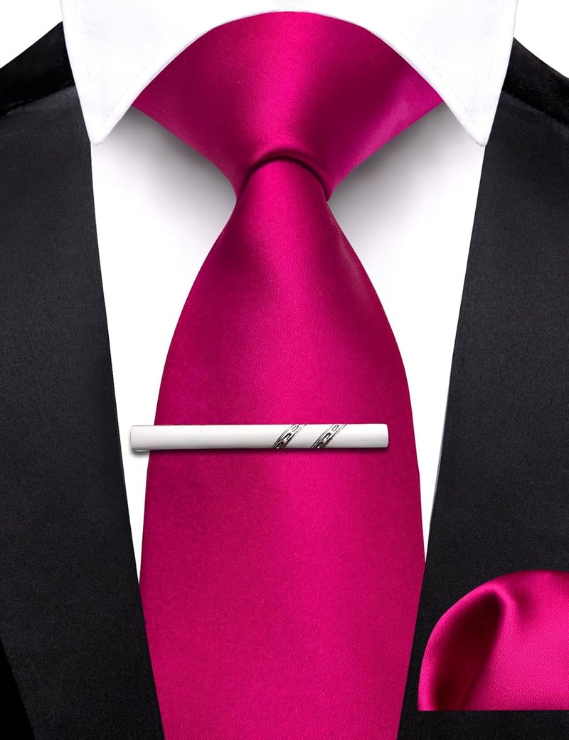 Barry.Wang Store ربطات عنق أولاد مسبقة الربط مجموعة ربطة عنق ساتان بلون موحد ومنديل جيب قابلة للتعديل رسمية تخرج مدرسة - Image 5